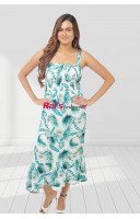 Printed Square Neck Western Long Dress (KR359)